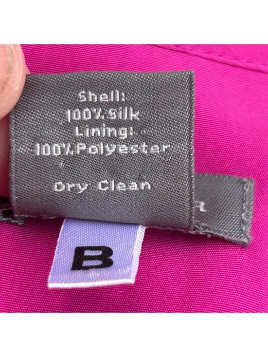 Ann Taylor Sleeveless Raspberry Pink Silk Shift with Asymmetrical Tie | Size 6 - Picture 9 of 11